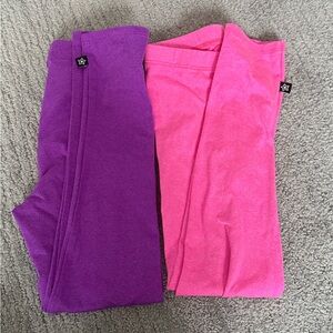 PIXIE LANE - 2 Pairs of Girls Heathered Solid Leggings Pink + Purple Size 5